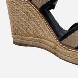 Black & Tan Canvas Wedge Sandals