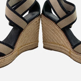 Black & Tan Canvas Wedge Sandals