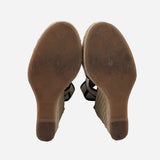 Black & Tan Canvas Wedge Sandals