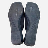 Black Canvas Square-Toe Slide Sandals