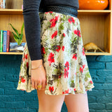 Multicolored Floral Printed Silk Mini Skirt