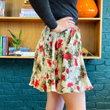 Multicolored Floral Printed Silk Mini Skirt