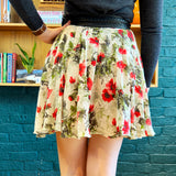 Multicolored Floral Printed Silk Mini Skirt
