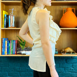 Cream Embellished Sleeveless Top