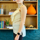 Cream Embellished Sleeveless Top