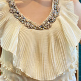 Cream Embellished Sleeveless Top