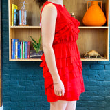 Red Ruffle Sleeveless Short Dress