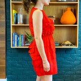 Red Ruffle Sleeveless Short Dress