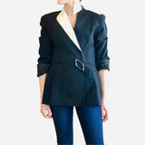 Black and White Lapel Blazer