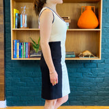 White and Black Sleeveless Scoop-Neck Dress