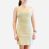Khaki Sleeveless Square-Neck Cotton Dress