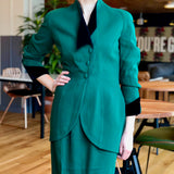 Dark-Emerald Wool Skirt Suit