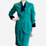 Dark-Emerald Wool Skirt Suit