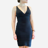Black Sleeveless V-Neck Bandage Dress
