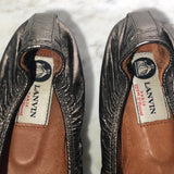 Metallic Leather Gold Floral Applique Ballet Flats