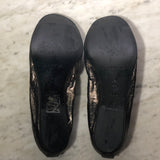 Metallic Leather Gold Floral Applique Ballet Flats