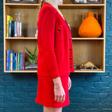 Red Knit Skirt Suit