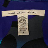 Blue Multicolor Short Sleeve Silk Wrap-Top