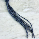 Smoky-Blue Crystal and Leather Tassel Necklace