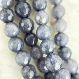 Smoky-Blue Crystal and Leather Tassel Necklace