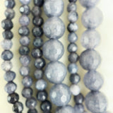 Smoky-Blue Crystal and Leather Tassel Necklace