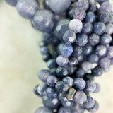 Smoky-Blue Crystal and Leather Tassel Necklace