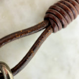 Smoky-Blue Crystal and Leather Tassel Necklace