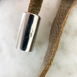 Gray Wood, Crystal, and Leather Multi-Strand Necklace