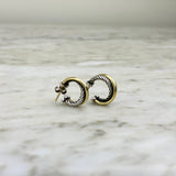 Sterling Silver and 18K Yellow Gold Small Crossover Hoops