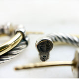 Sterling Silver and 18K Yellow Gold Small Crossover Hoops