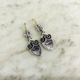 Sterling Silver Shield Drop Earrings