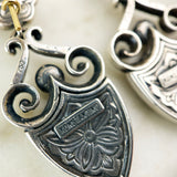 Sterling Silver Shield Drop Earrings