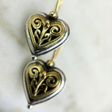 Sterling Silver and 18K Heart Drop Earrings