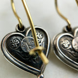 Sterling Silver and 18K Heart Drop Earrings
