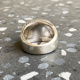 Sterling Silver and Fossilized Dinosaur Bone Signet Ring