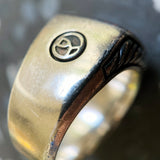 Sterling Silver and Fossilized Dinosaur Bone Signet Ring