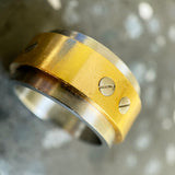 Stainless Steel and 18K Yellow Gold Santos 100 Ring