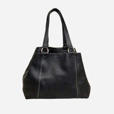 Black Leather Small Vitello Daino Tote