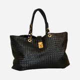 Black Intrecciato Leather Tote