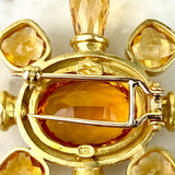 18K Yellow Gold and Citrine Brooch