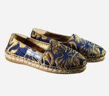 Metallic Jacquard Round-Toe Espadrilles