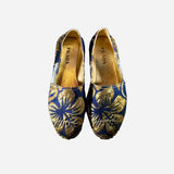 Metallic Jacquard Round-Toe Espadrilles