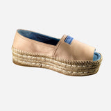 Light-Tan Leather Platform Espadrilles