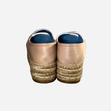 Light-Tan Leather Platform Espadrilles