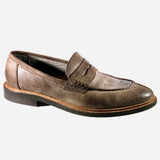Brown Round-Toe Leather Loafers