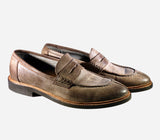 Brown Round-Toe Leather Loafers