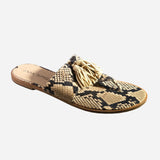 Leather Snakeskin Printed Tassel Sandals