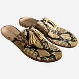 Leather Snakeskin Printed Tassel Sandals