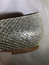 Gold and Silver Glitter Pointed-Toe Flats