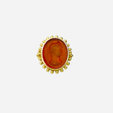 18K Yellow Gold and Orange Intaglio Oval Cocktail Ring